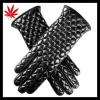 Ladies black fashion quilted leather gloves with studs