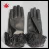 ladies fashion leather gloves with fringe detail
