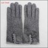 ladies winter warm grey woolen dress fashion hand gloves with fur and button