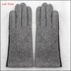 ladies simple party dresses grey woolen and PU hand gloves