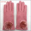 fashion women pink woolen hand gloves