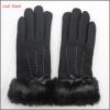 women woolen cheap hand gloves winter dress gloves with black fake fur