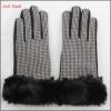 Fashion ladies woolen gloves with fake fur cuff for wholesale