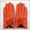 ladies orange PU leather hand gloves ladies fashion dresses leather gloves