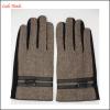 men&#39;s warm gloves made by spandex velvet and Herringbone grid cloth with buckle