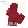 ladies fingered plain spandex velvet gloves with bow