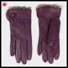 women basic style handmade leather glove rabbit fur lined leather glove