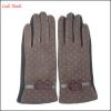 Ladies brown micro velvet gloves with classic bow for wholesale
