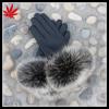 Ladies winter leather gloves with genuine fox fur trimed