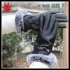 Ladies winter leather gloves with rabbit fur
