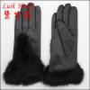 Fashion lady sheepskin leather gloves With fox fur