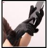 lady&#39;s touch-screen black genuine leather gloves with black rabbit fur ball