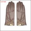 2016 ladies lace sexy brown genuine sheepskin touch-screen leather gloves for smart phone