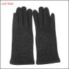 women&#39;s spandex velvet gloves with black diamonds for wholesale