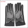 2016 ladies sheepskin handback and woolen palm gloves with leather bow #1 small image