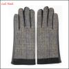 fashion women &#39;s grey fabric and plam PU leather and pigsuede gloves