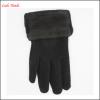 ladies simple black winter woolen gloves with faux fur cuff