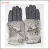 Hot selling ladies woolen gloves with real rabbit fur cuff