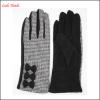 Fashion ladies checkered cloth woolen gloves with bows for wholesale