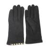 Ladies black woolen gloves with metal rivets for wholesale