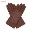 ladies fashion brown weaving genuine leather gloves