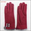 top selling ladies lovely woolen gloves with bow and fur cuff