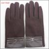 Ladies classic style woolen gloves with leather wrist for wholesale