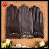 lady&#39;s short driving goatskin leather gloves with rivet