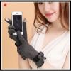 fangle ladies gray suede gloves with delicate cuff