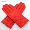 red leather hand gloves winter gloves girls putting on fashion gloves