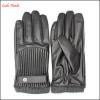 men&#39;s fashion winter leather gloves with belt and metal button