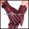 china wine red /claret camellia on the cuff women&#39;s leather gloves