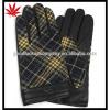 Men&#39;s winter touch leather and fabric gloves lined woolen with leather belt