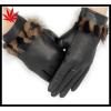 fashion elegant women leather gloves with ture fur surround the cuff