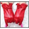 High Quality Red sheepskin bow leather gloves