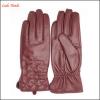 Women fashionable style leather gloves with cuff Embroidery details