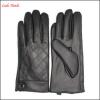 women&#39;s embroid black sheepskin winter leather gloves