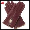 Popy--polyester lining leather gloves with zip-red
