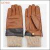 2016 men&#39;s brown leather gloves two tone colors leather gloves knitted rib top and belt buckles