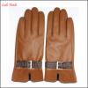 women&#39;s brown sheepskin leather gloves and pigsuede eather whose palm touch screen