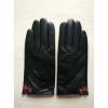 ladies genuine winter thin leather hand gloves with red bow