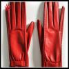 lady&#39;s finger trimmed bright red genuine sheepskin leather gloves