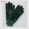 Winter leather gloves black and green knit cuff for men