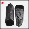 Black women China gloves leather with knit cuff