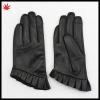 short fingerled style fashion women dressed black leather gloves