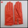 Fashion genuine leather glove with zipper womnen