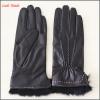 Fashion rabbit fur cuff Lady Leather Gloves