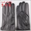men&#39;s high quality black genuine sheepskin leather gloves with wool lining
