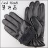 men fashion new style black genuine lambskin leather gloves with polyester lining for wholesale