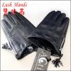 2016 popular black leather gloves with pendants